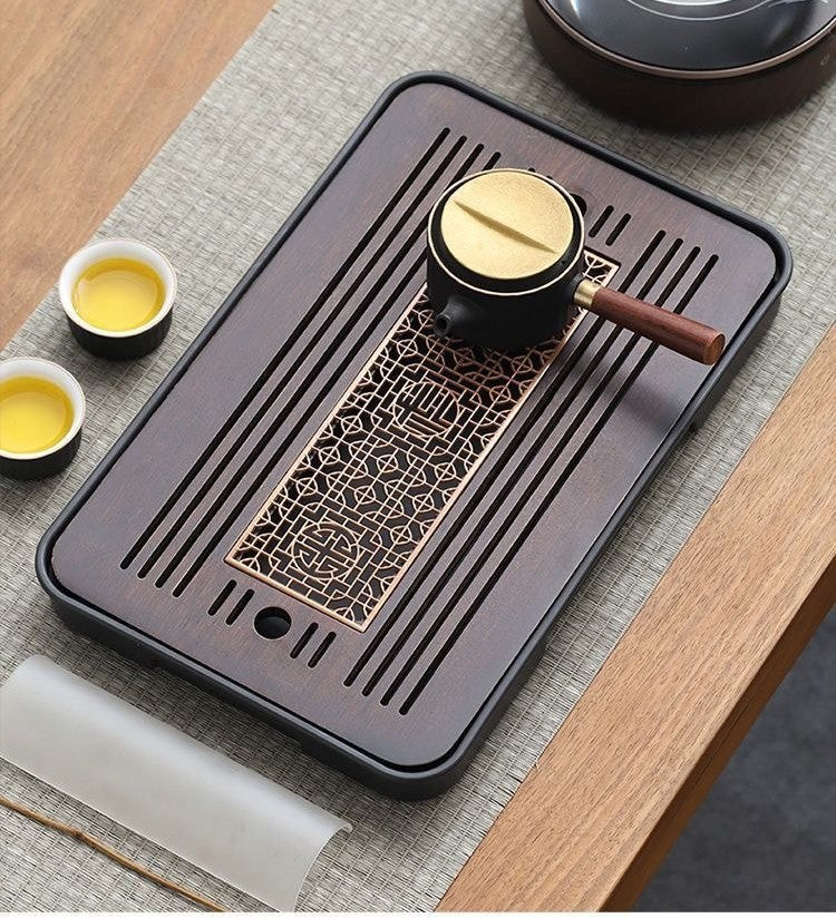 Bamboo tea tray with drainage by Glow Ritual