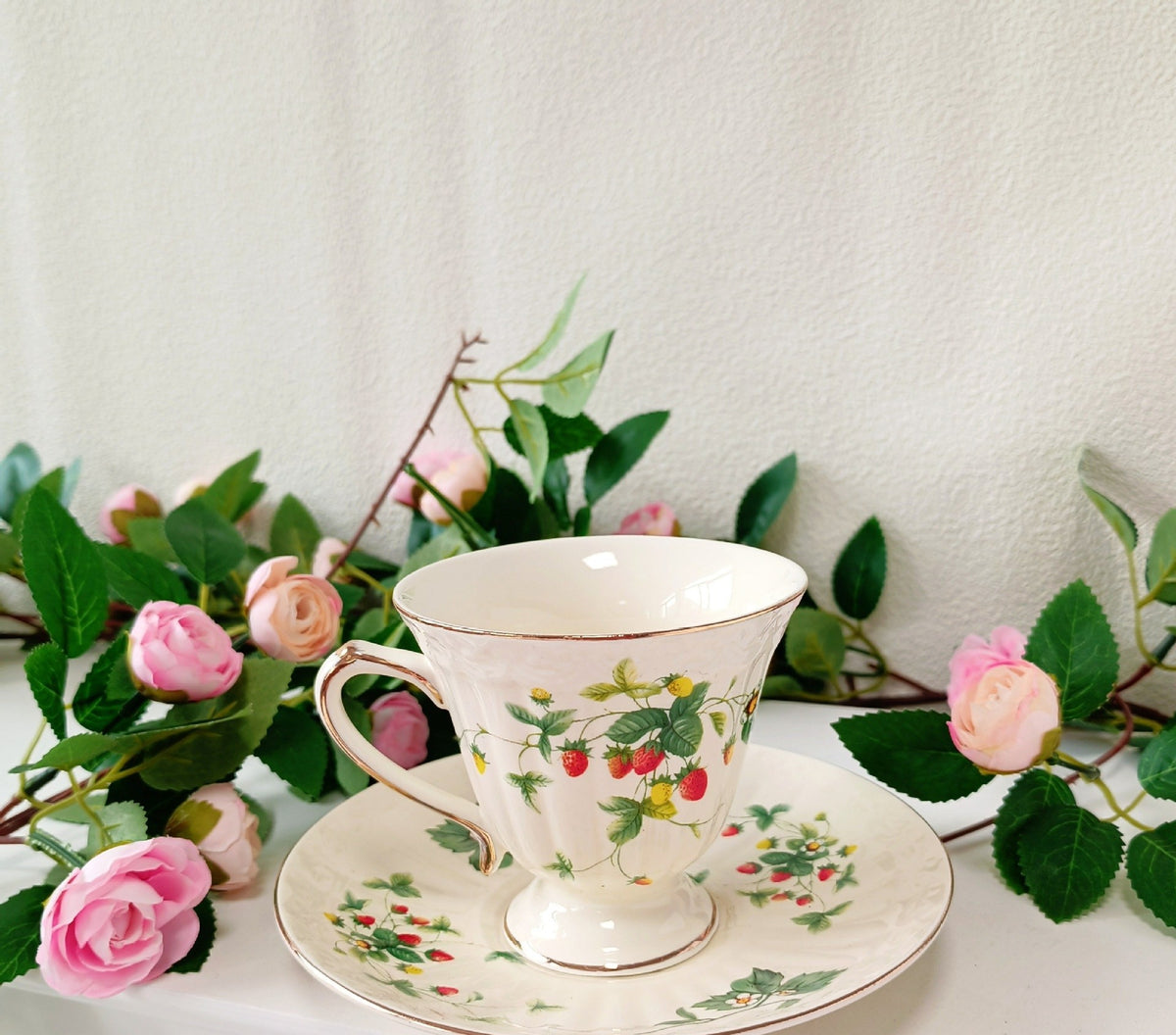Vintage ceramic teacup and saucer by Glow Ritual