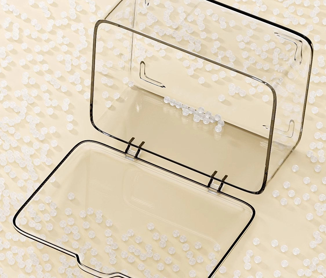 Acrylic makeup organizer with lid by Glow Ritual