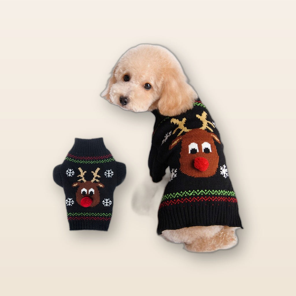 Christmas reindeer dog sweater by Glow Ritual