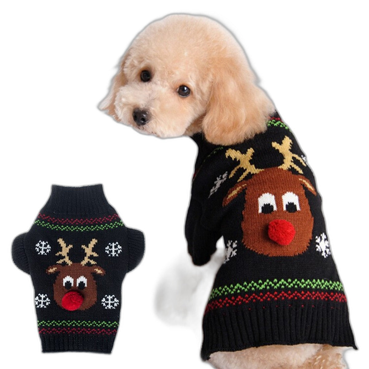Christmas reindeer dog sweater by Glow Ritual