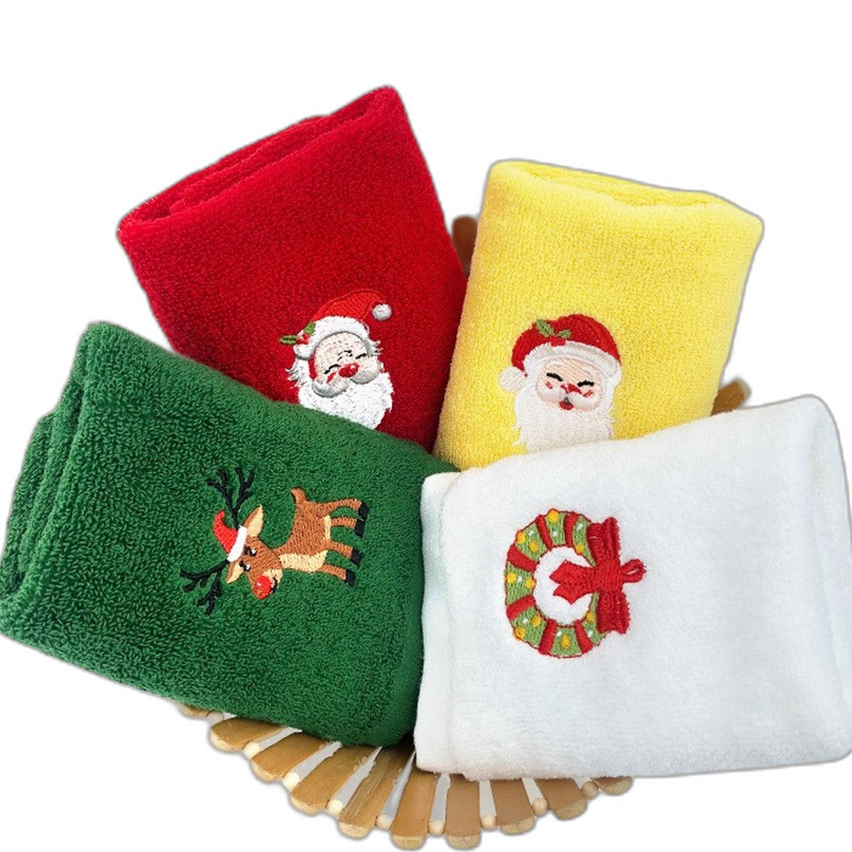 Embroidered Christmas kitchen towels by Glow Ritual