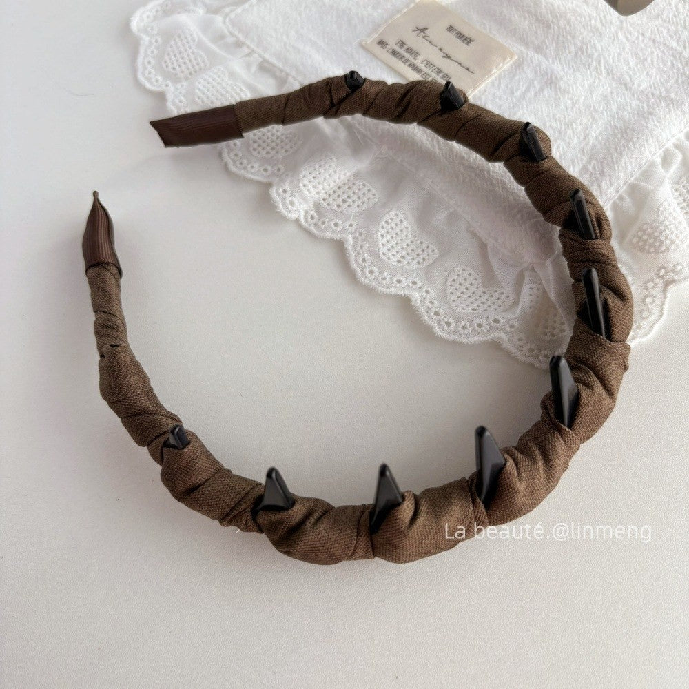 Champagne pearl satin headband by Glow Ritual