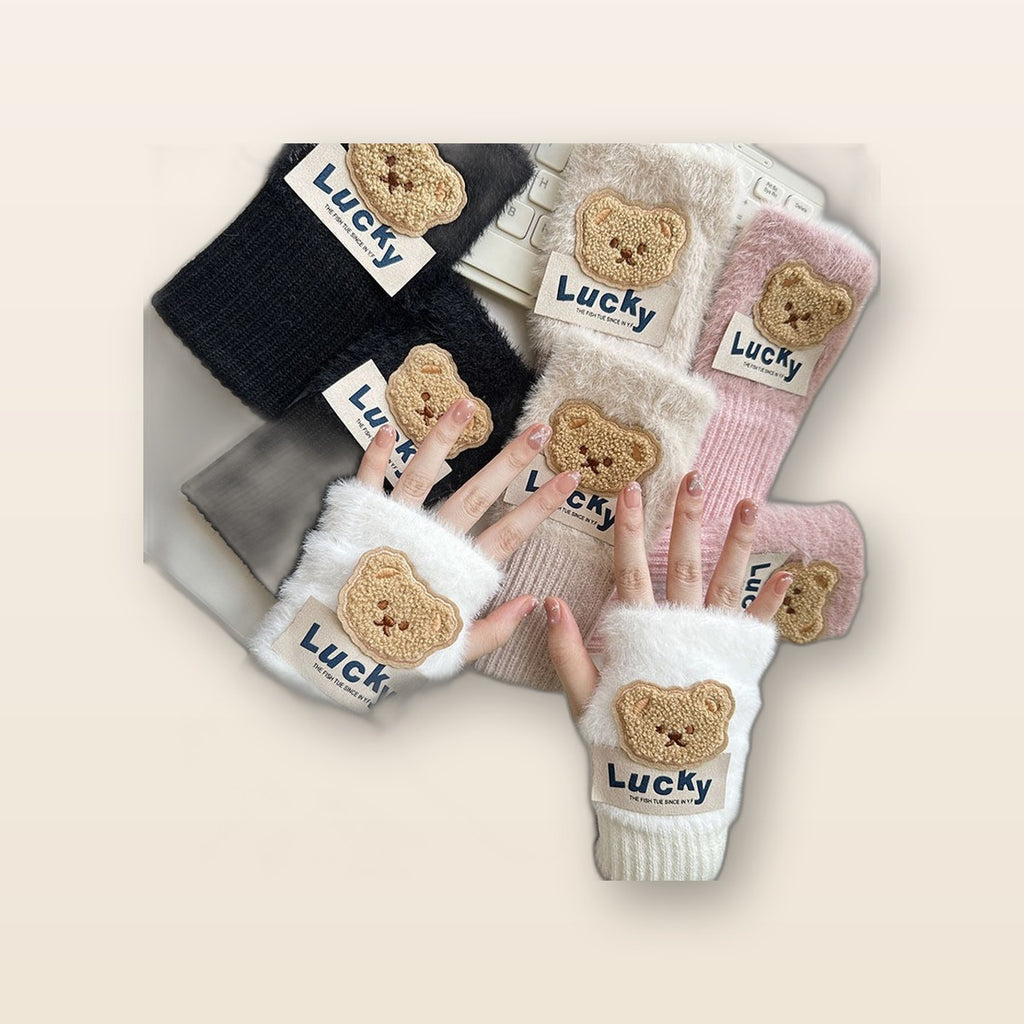 Plush fingerless gloves by Glow Ritual
