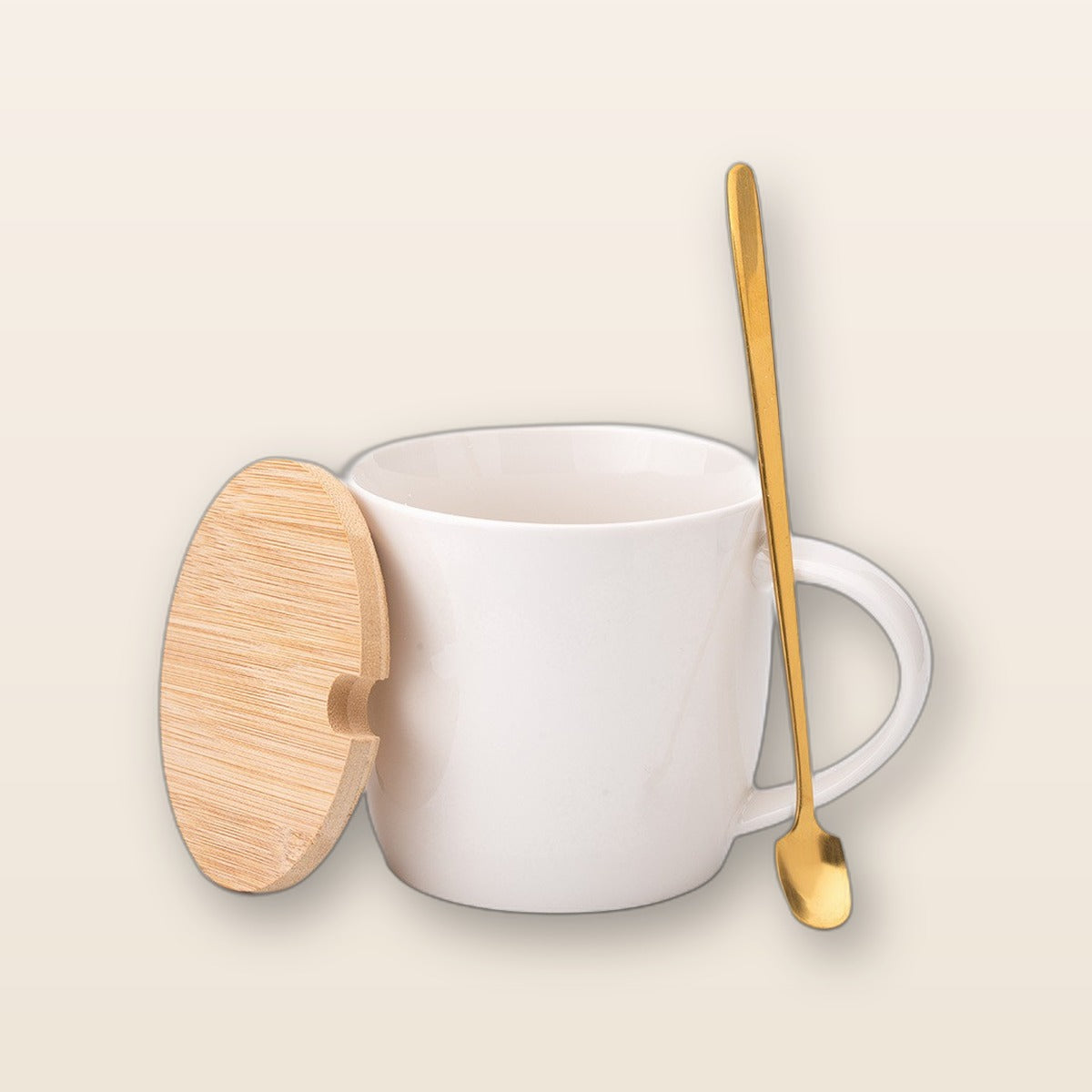White ceramic mug with lid and spoon by Glow Ritual