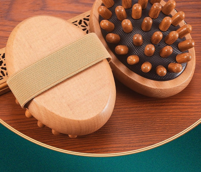 Beech wood body massage brush by Glow Ritual