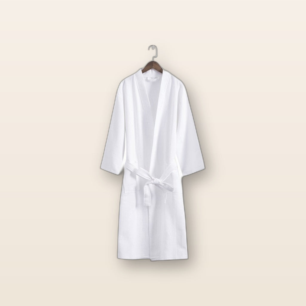 Cotton waffle spa bathrobe by Glow Ritual