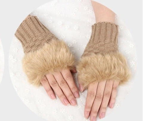Faux fur fingerless gloves by Glow Ritual
