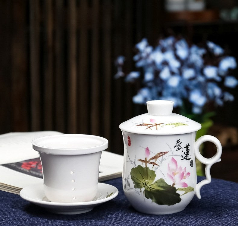 Ceramic tea mug with infuser by Glow Ritual
