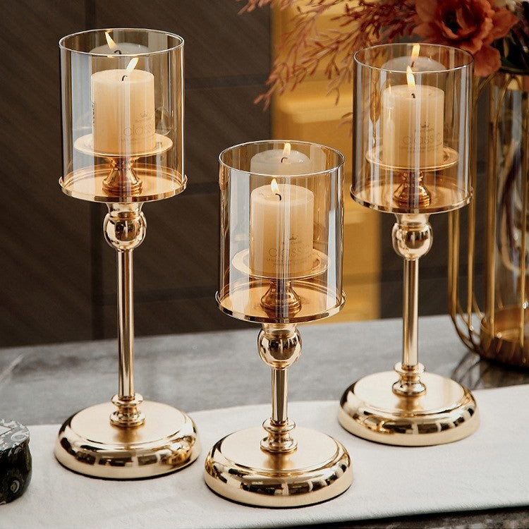 Vintage glass hurricane candle holder by Glow Ritual