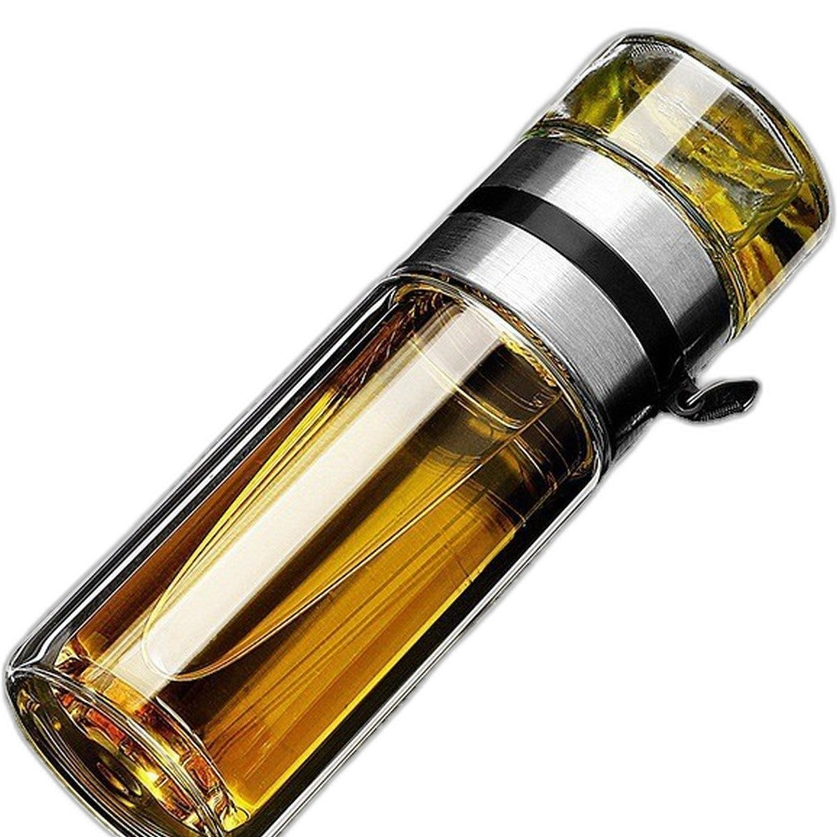 Double-wall glass tea infuser bottle by Glow Ritual