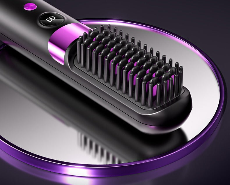Cordless hair straightening brush by Glow Ritual