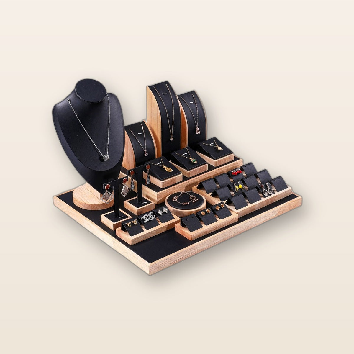 Wood and leather jewelry stand by Glow Ritual
