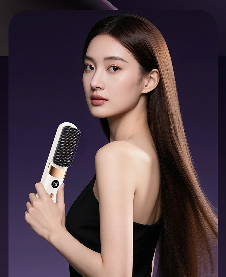 Cordless hair straightening brush by Glow Ritual