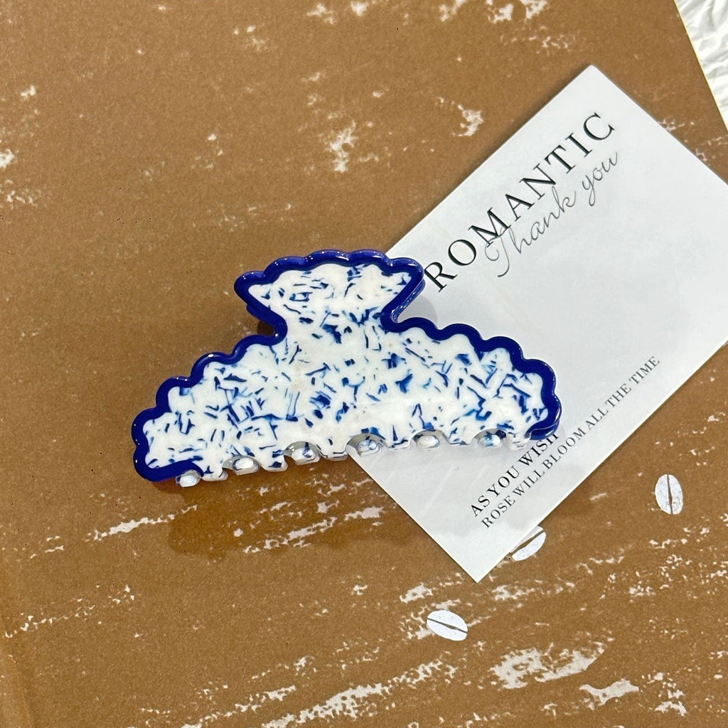 Blue and white porcelain claw clip by Glow Ritual