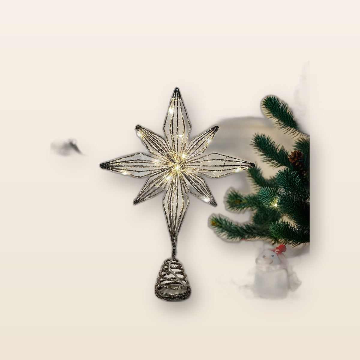 Lighted tree topper star by Glow Ritual