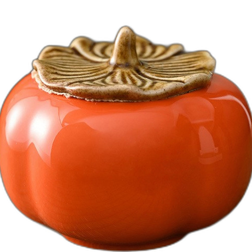 Ceramic persimmon tea canister by Glow Ritual
