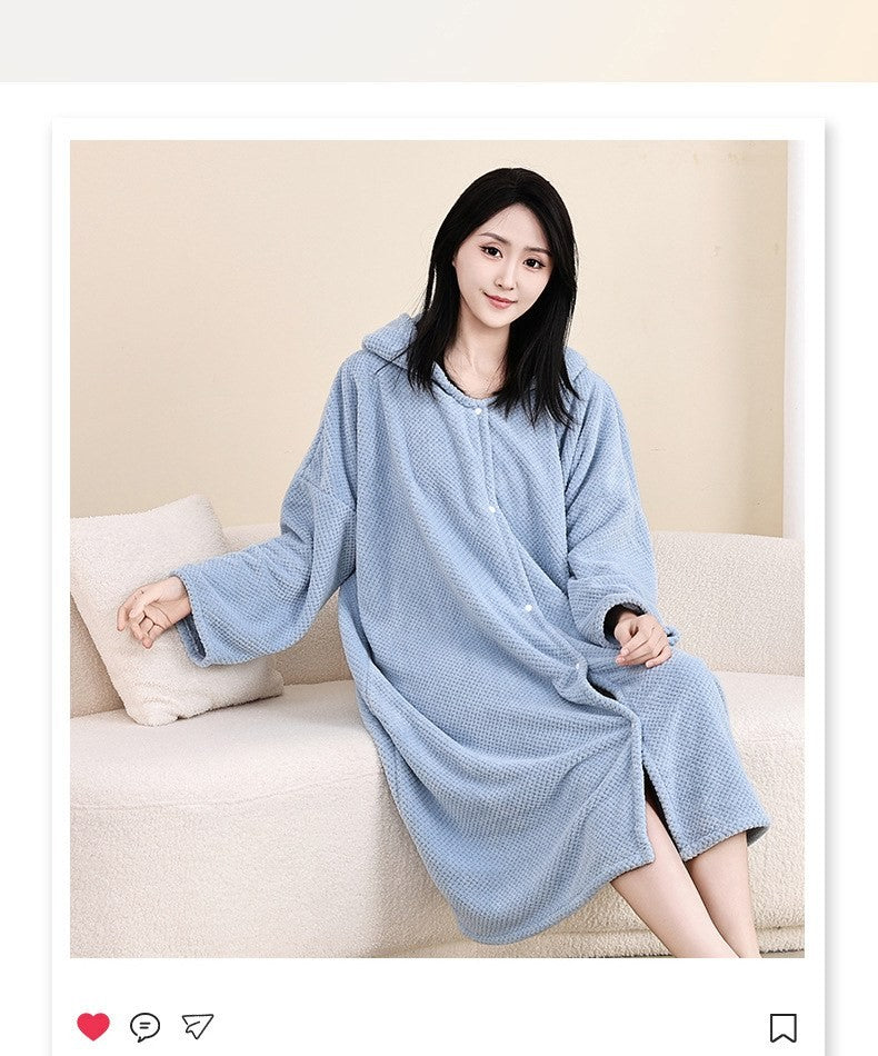 Hooded towel robe by Glow Ritual