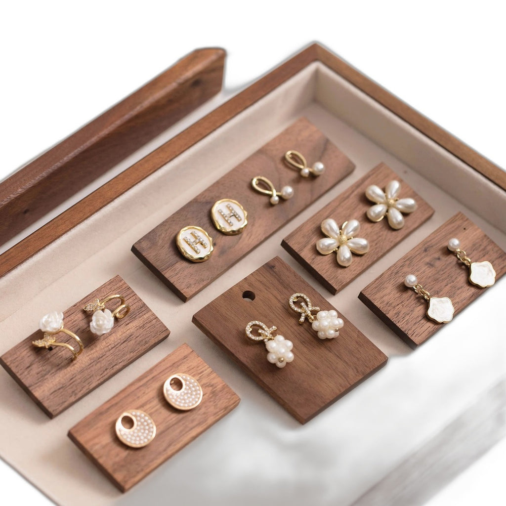 Walnut earring holder tray by Glow Ritual
