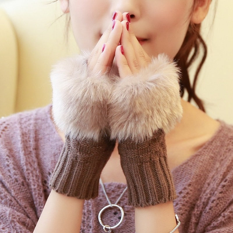 Faux fur fingerless gloves by Glow Ritual