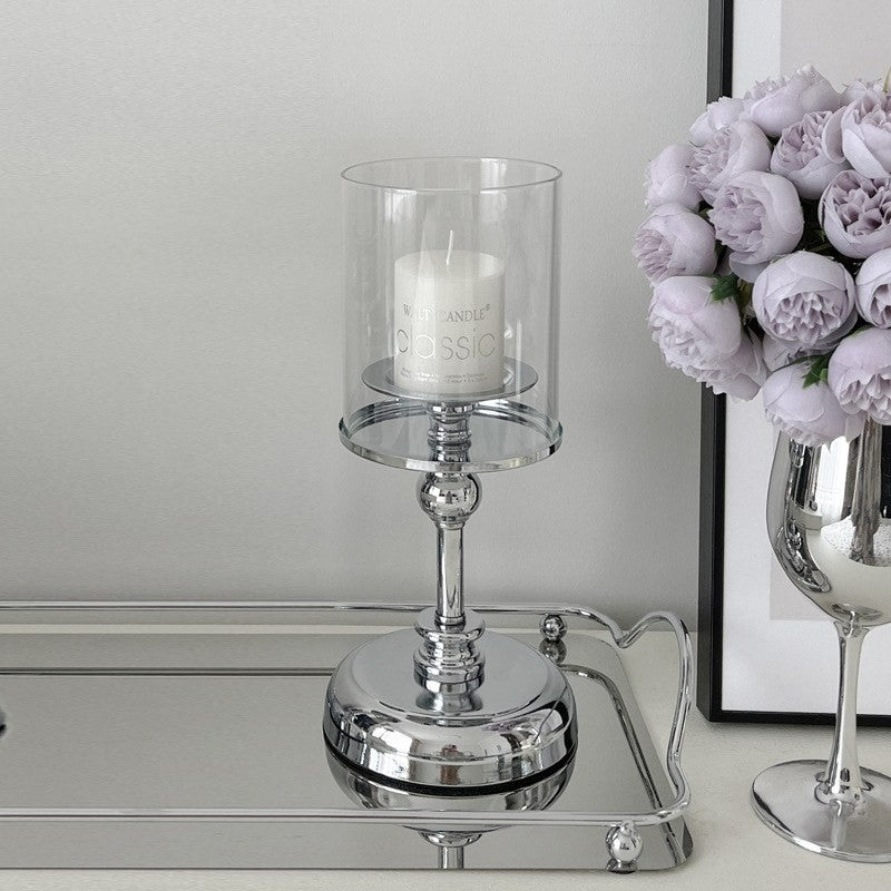 Vintage glass hurricane candle holder by Glow Ritual