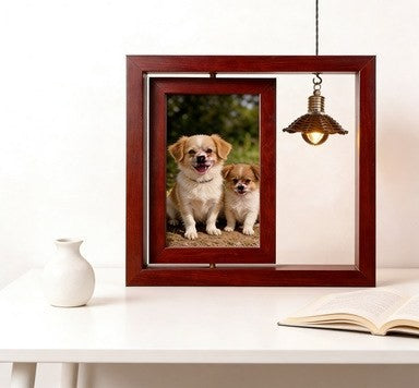 Wooden rotating photo frame by Glow Ritual