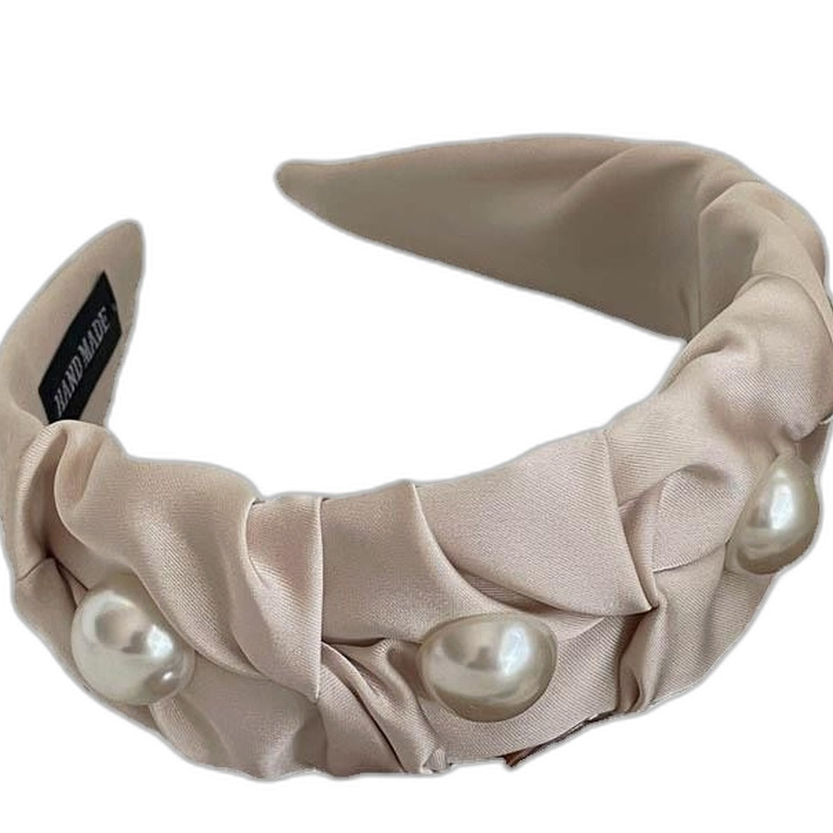 Champagne pearl satin headband by Glow Ritual