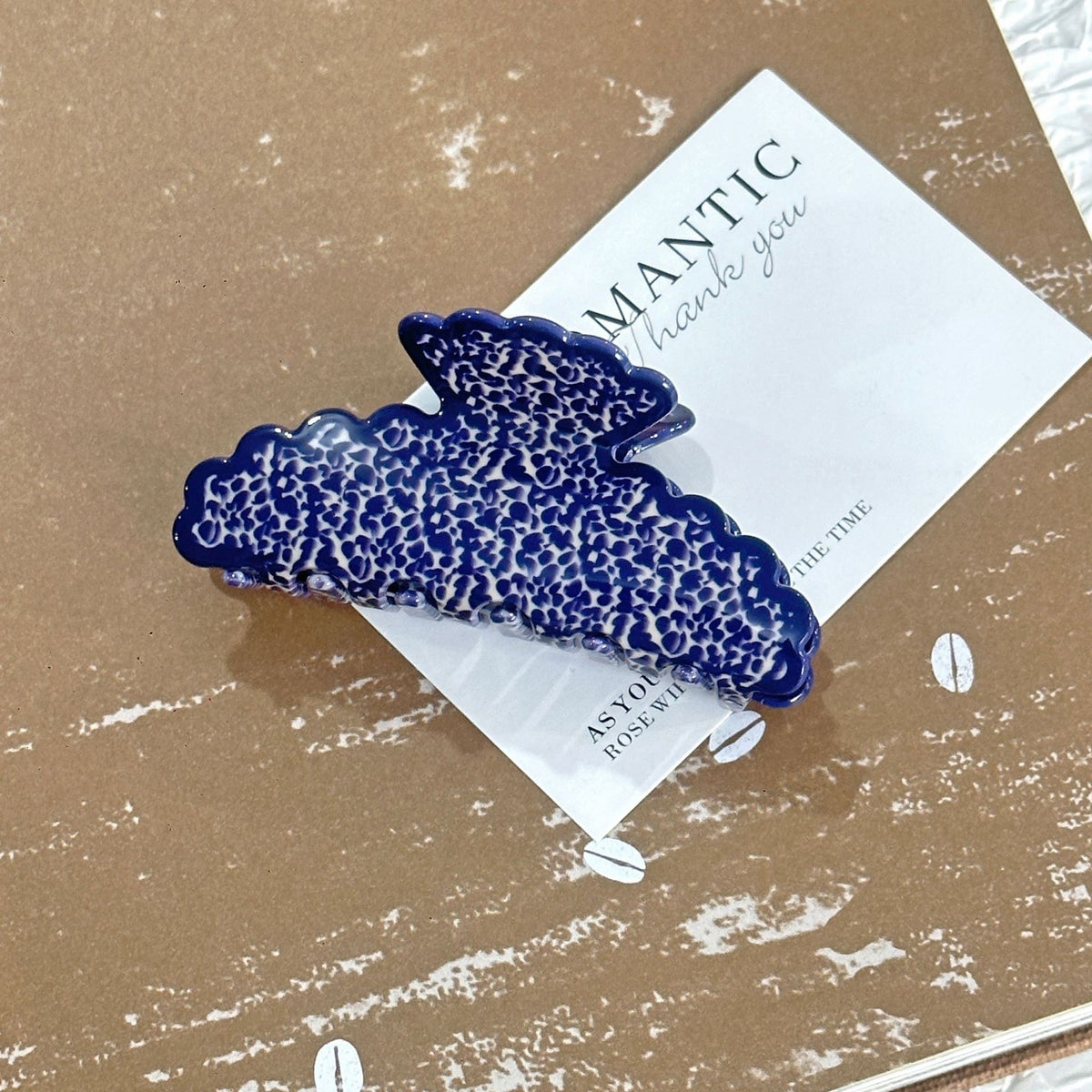 Blue and white porcelain claw clip by Glow Ritual