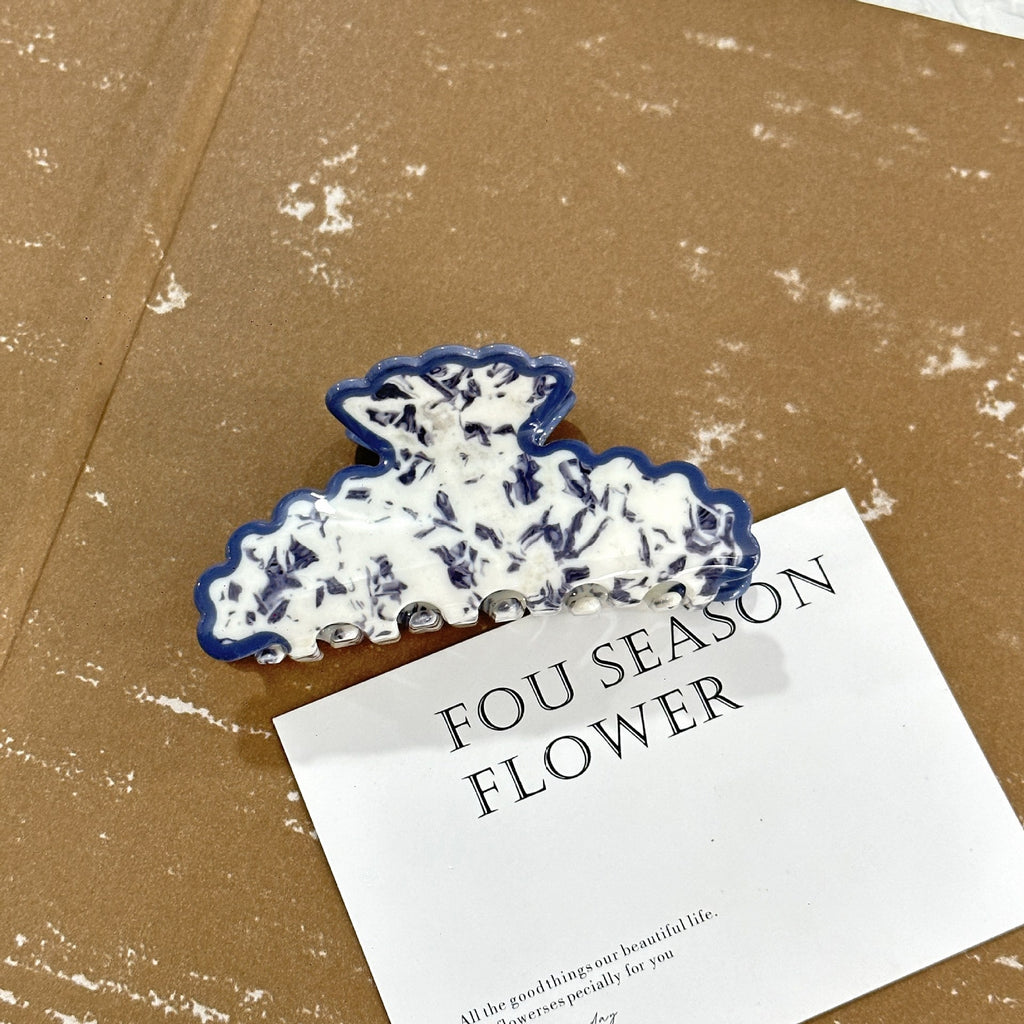 Blue and white porcelain claw clip by Glow Ritual