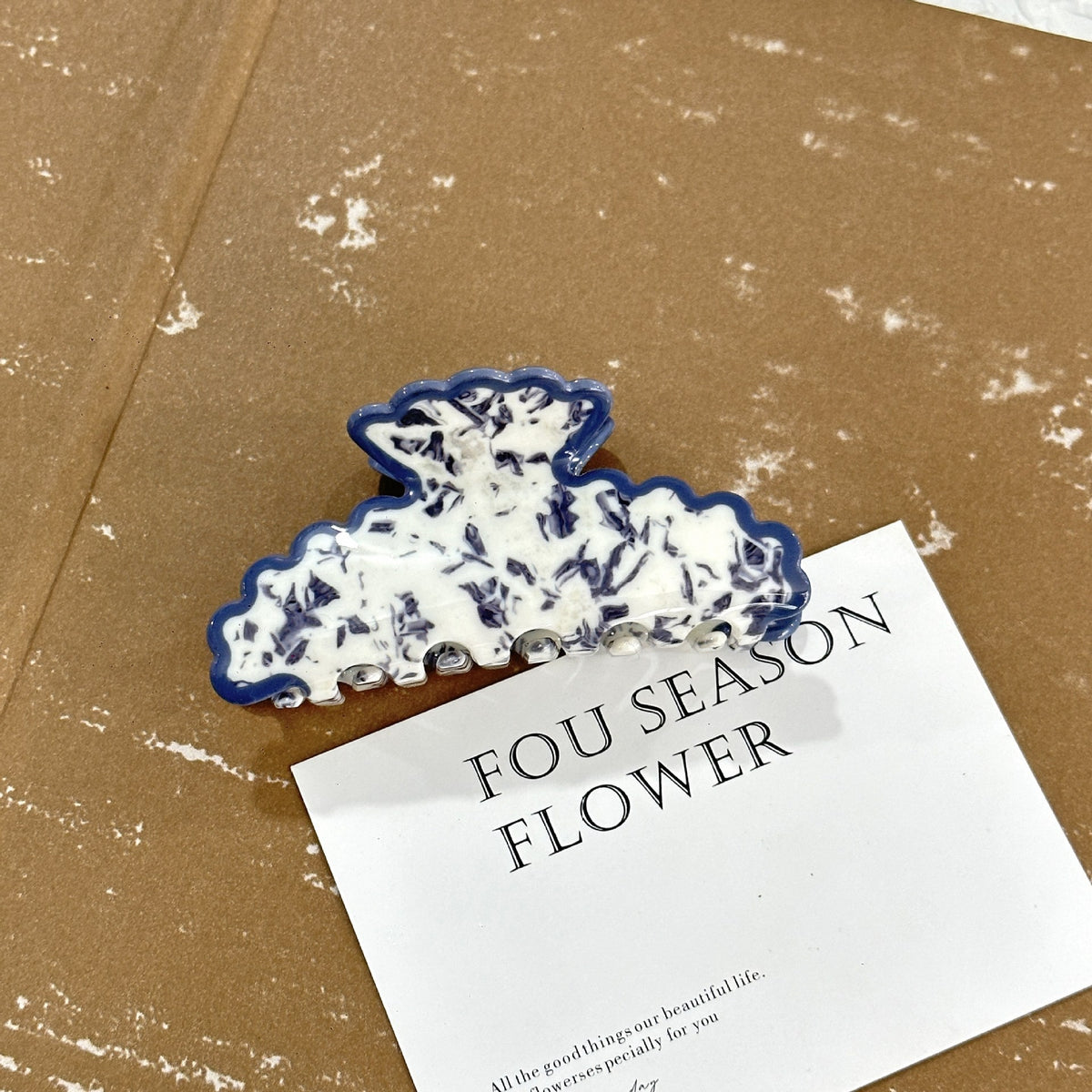 Blue and white porcelain claw clip by Glow Ritual