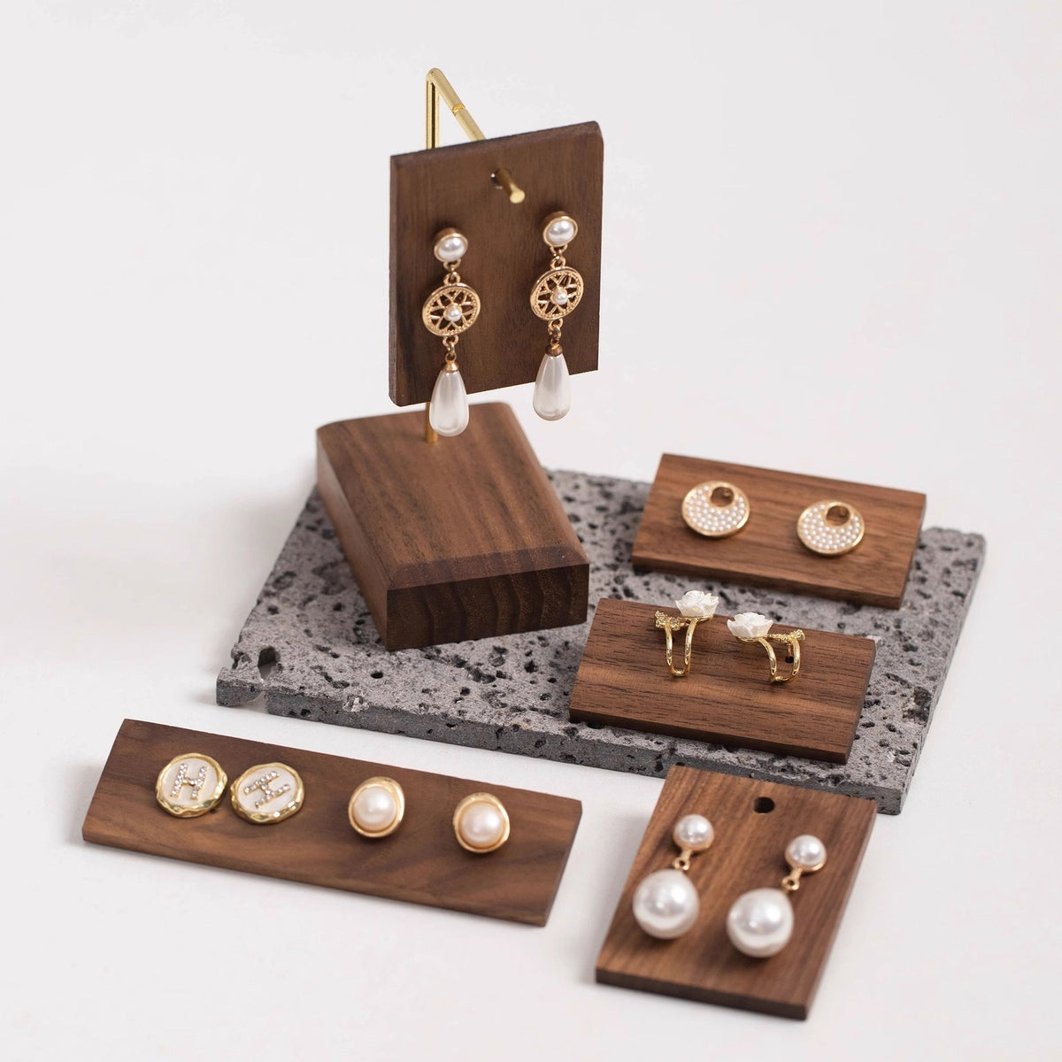 Walnut earring holder tray by Glow Ritual
