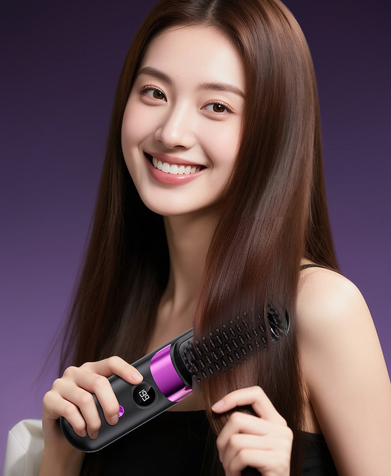 Cordless hair straightening brush by Glow Ritual