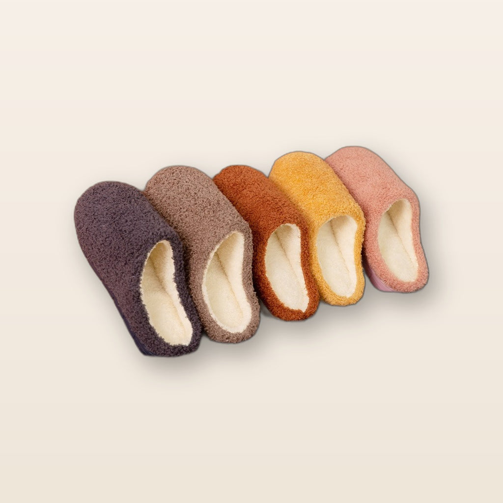 Fuzzy plush house slippers by Glow Ritual