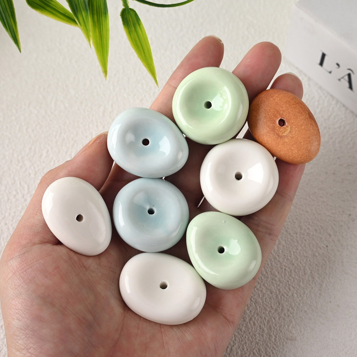 Ceramic pebble incense holder by Glow Ritual