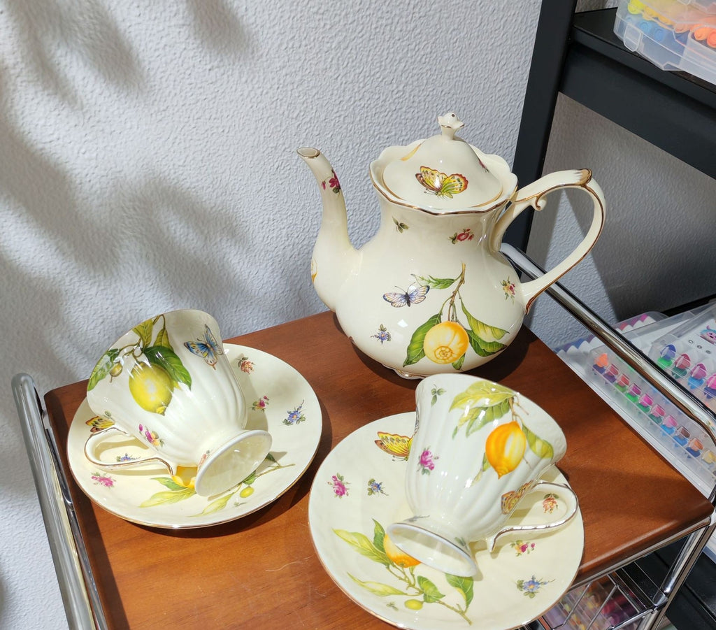 Vintage ceramic teacup and saucer by Glow Ritual