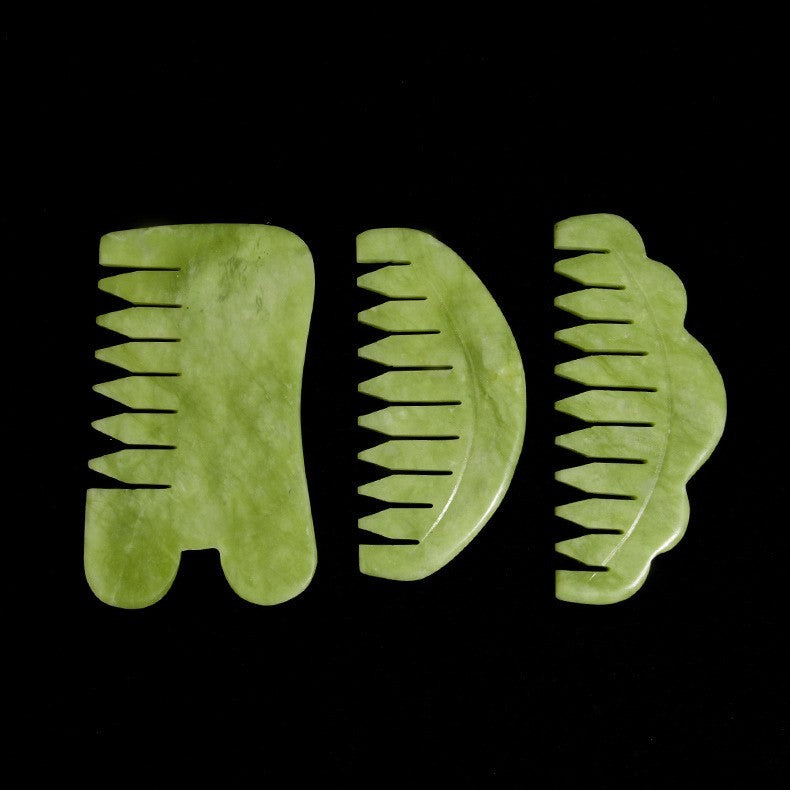 Natural jade gua sha comb by Glow Ritual