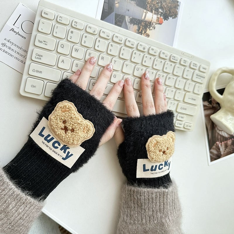 Plush fingerless gloves by Glow Ritual