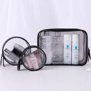 Clear waterproof travel makeup bag by Glow Ritual