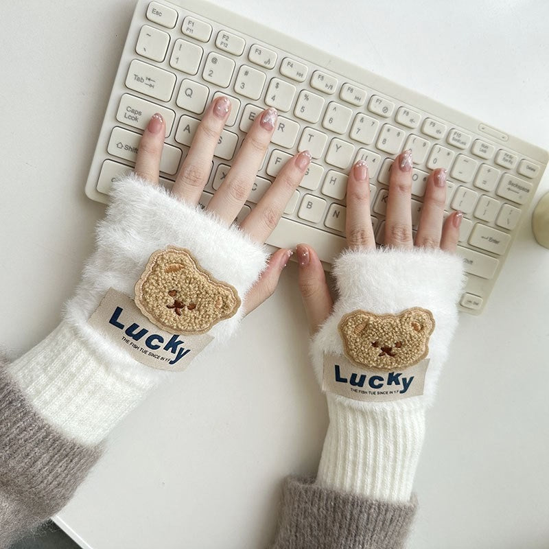 Plush fingerless gloves by Glow Ritual