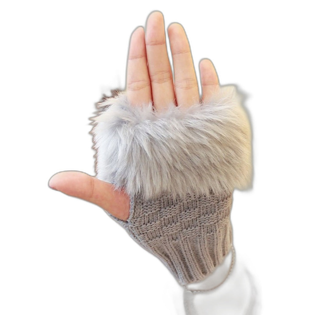 Faux fur fingerless gloves by Glow Ritual