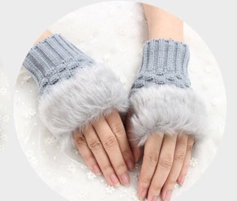 Faux fur fingerless gloves by Glow Ritual