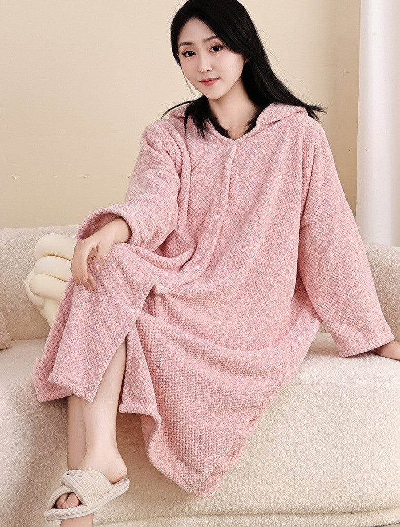 Hooded towel robe by Glow Ritual