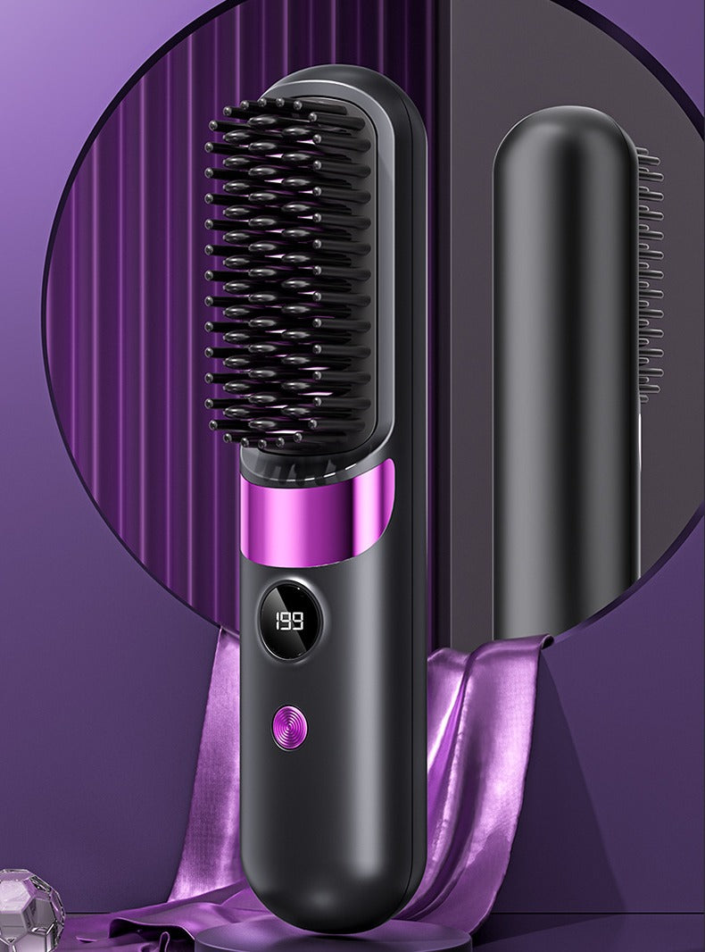 Cordless hair straightening brush by Glow Ritual