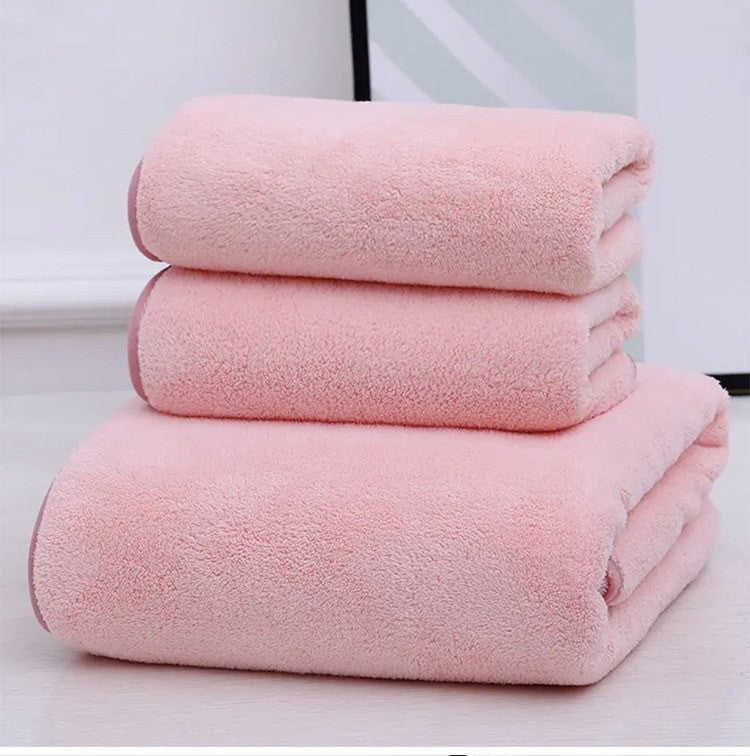 Coral fleece towel set by Glow Ritual