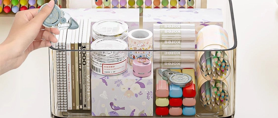 Acrylic makeup organizer with lid by Glow Ritual