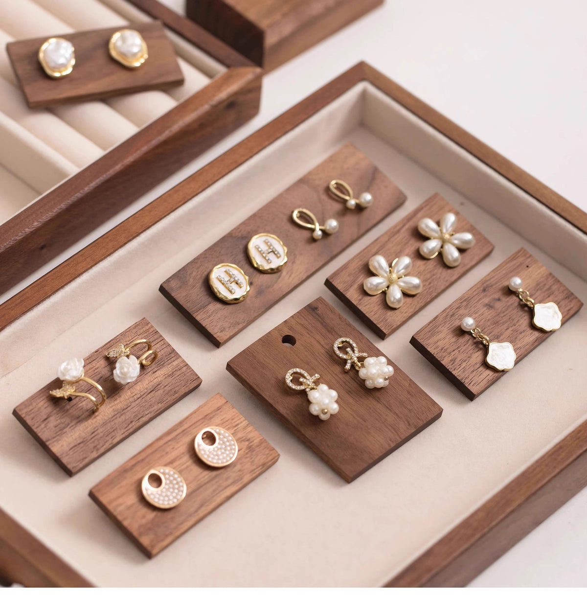Walnut earring holder tray by Glow Ritual