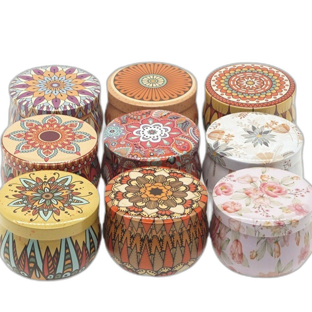 Decorative round metal tins set of 6 by Glow Ritual