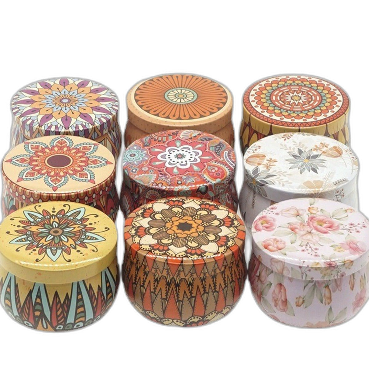 Decorative round metal tins set of 6 by Glow Ritual