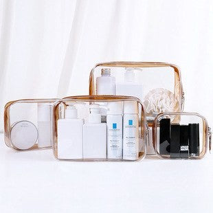 Clear waterproof travel makeup bag by Glow Ritual