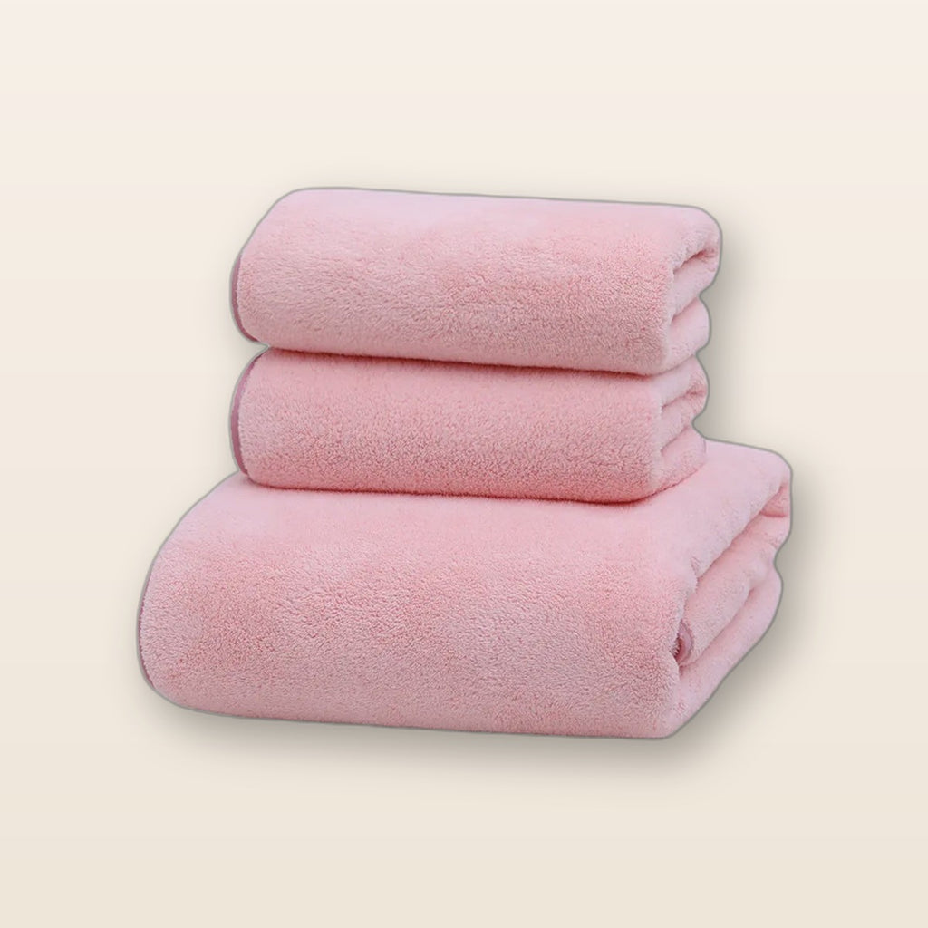 Coral fleece towel set by Glow Ritual